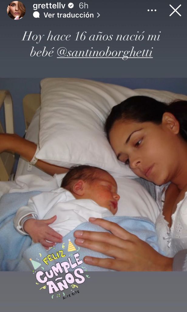 Con esta foto del recuerdo, Grettell recordó la llegada al mundo de su hijo Santino.