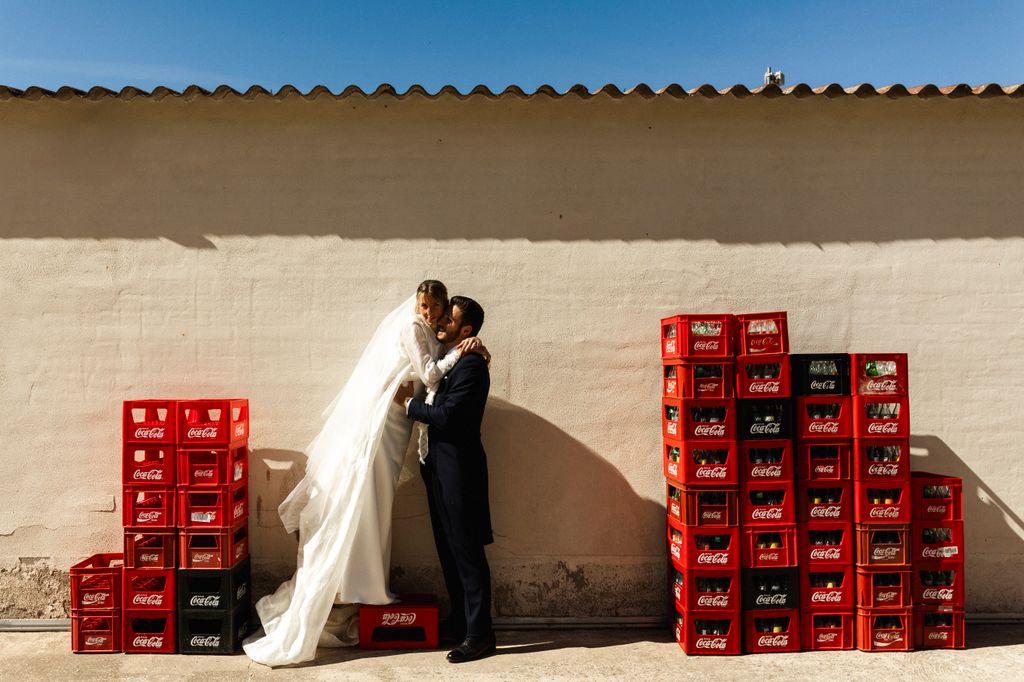 Boda novia mangas de organza look lorena formoso