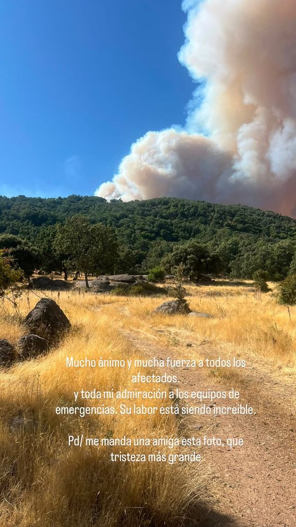 Una imagen compartida por Amelia Bono sobre las llamas en la CAM