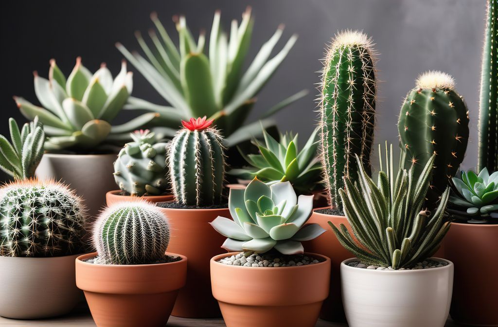 Cactus y suculentas en macetas
