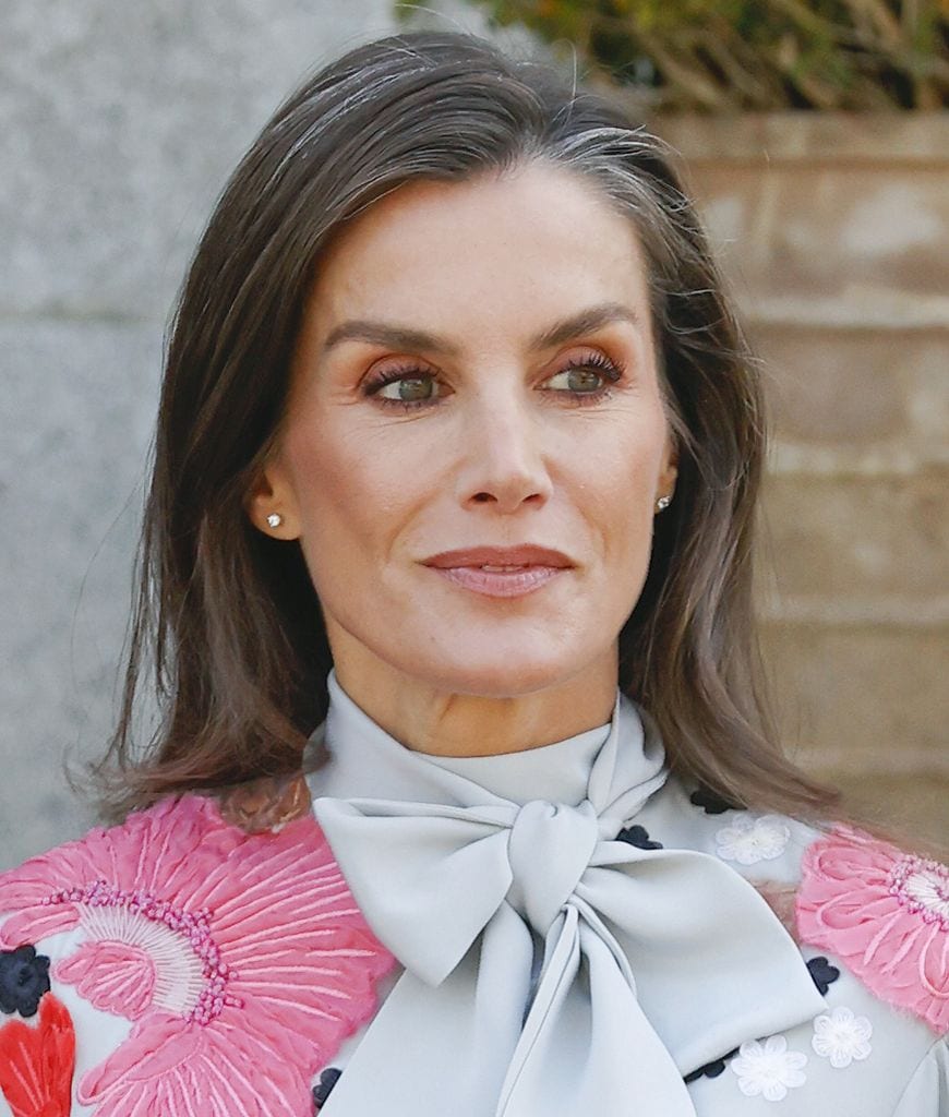 La reina Letizia en el recibimiento al sultán de Omán en el Palacio de la Zarzuela, en Madrid, el 4 de noviembre de 2025