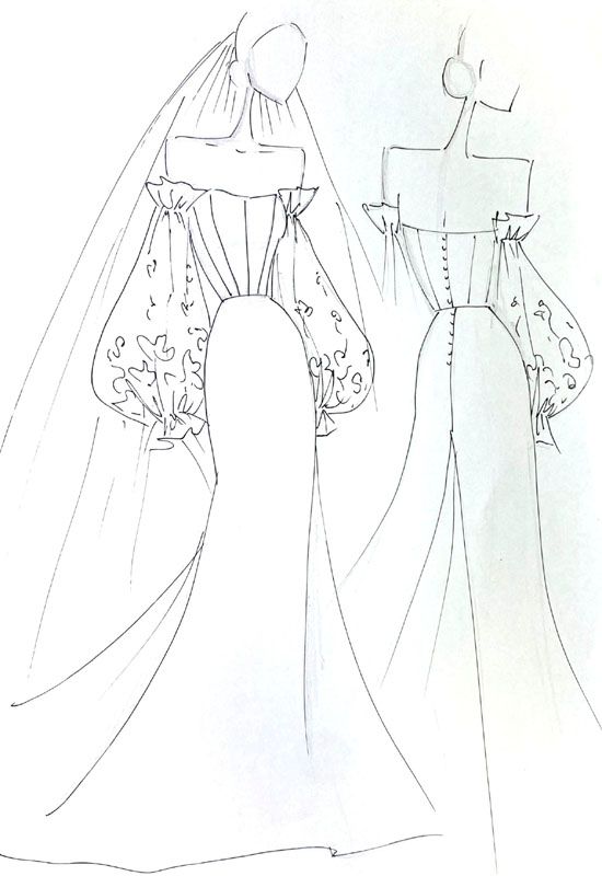 Boceto vestido de novia