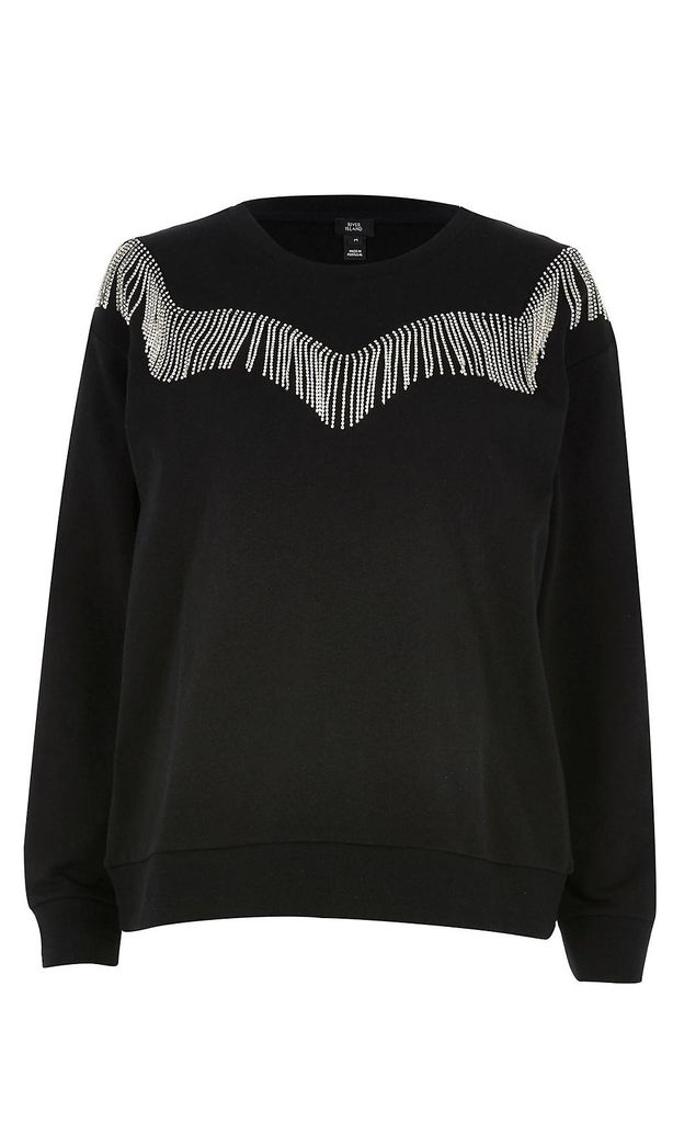 sweater de river island con flecos de brillantes
