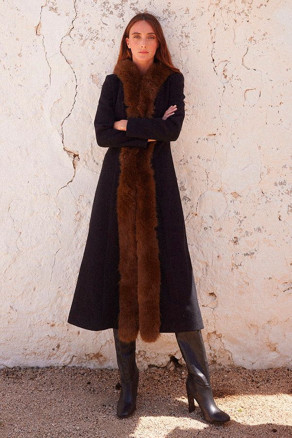 Abrigo de paño con pelo Vogana