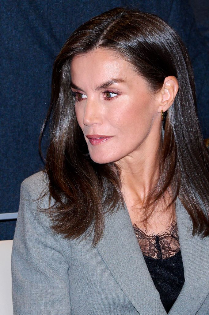 MADRID, SPAIN - OCTOBER 17: Queen Letizia of Spain attends the World Mental Health Day 2024 at the Elba Madrid AlcalÃ¡ Hotel on October 17, 2024 in Madrid, Spain. (Photo by Carlos Alvarez/Getty Images)