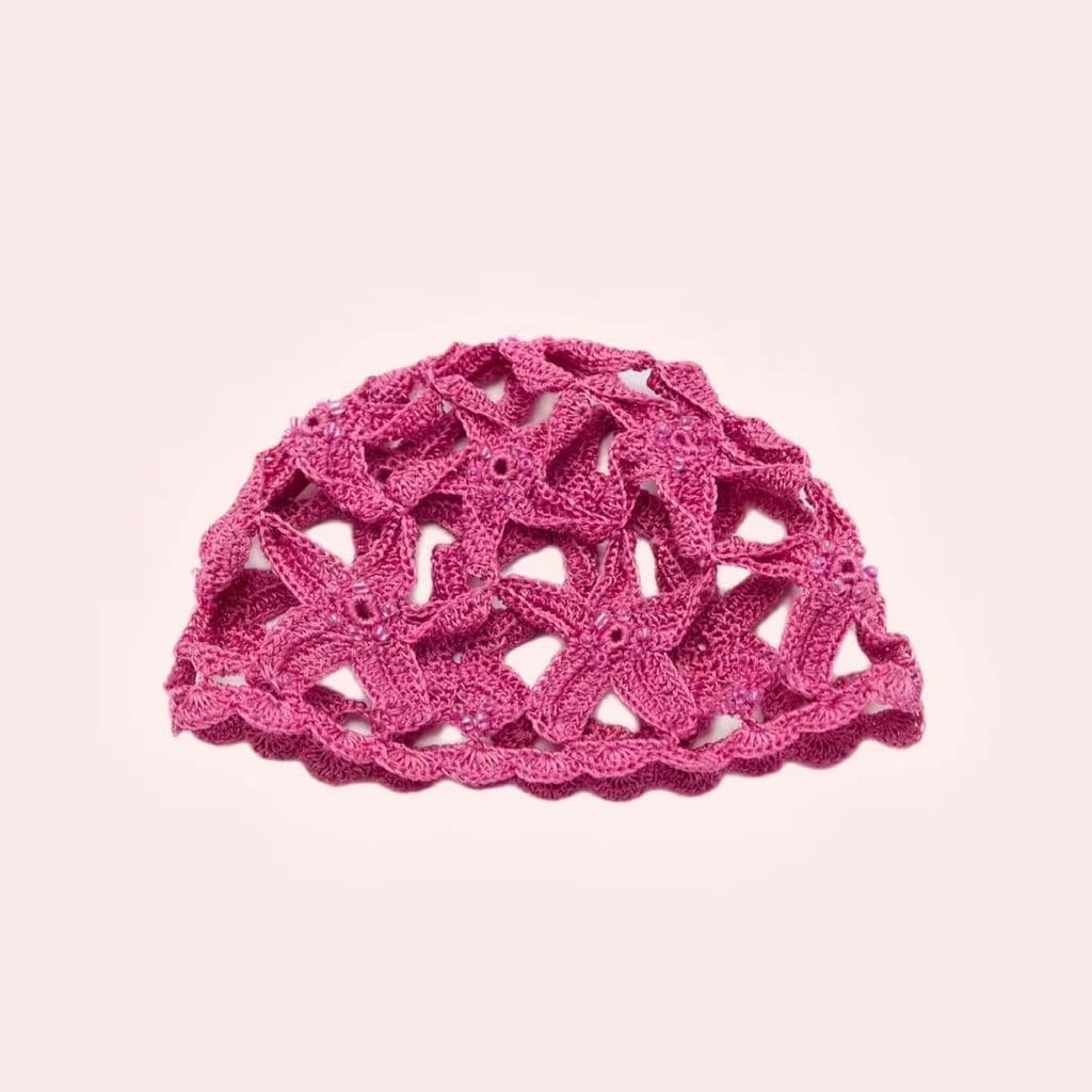 Gorro rosa de crochet de Mango