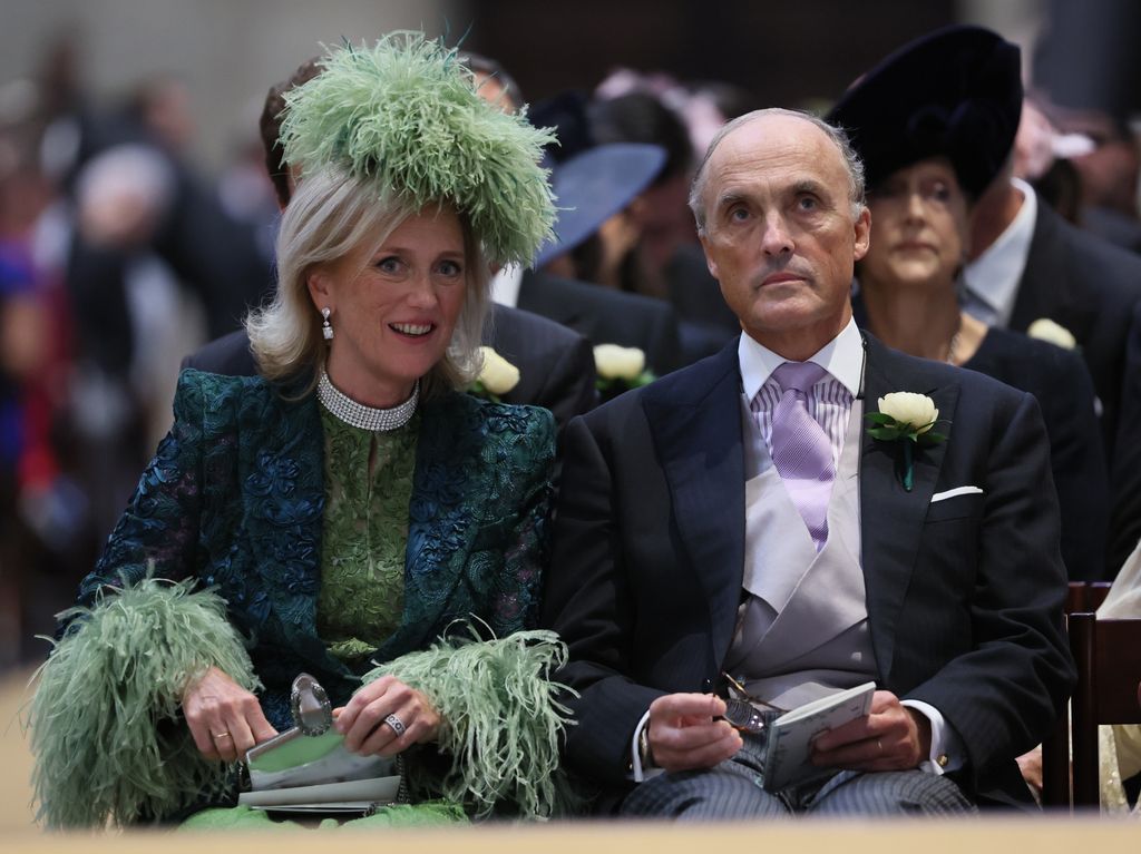 Astrid de Bélgica y su marido Lorenzo en la boda de su hija Maria Laura