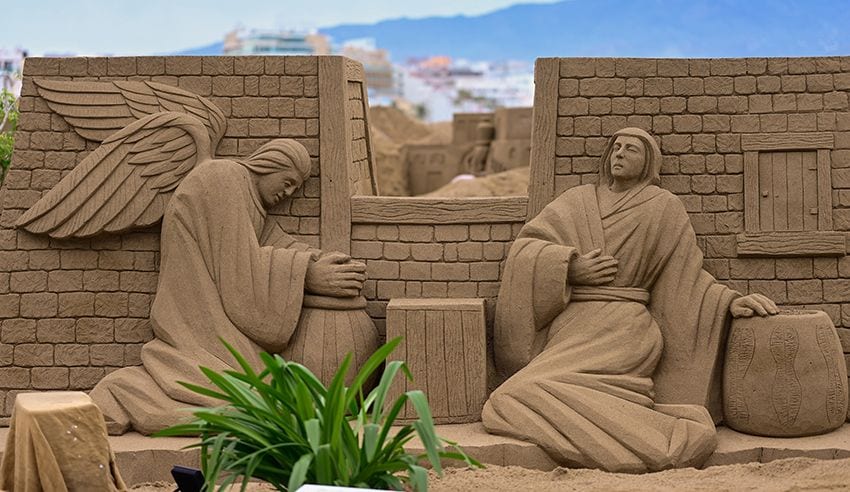 Belén de arena en la playa de Las Canteras, Las Palmas de Gran Canaria 