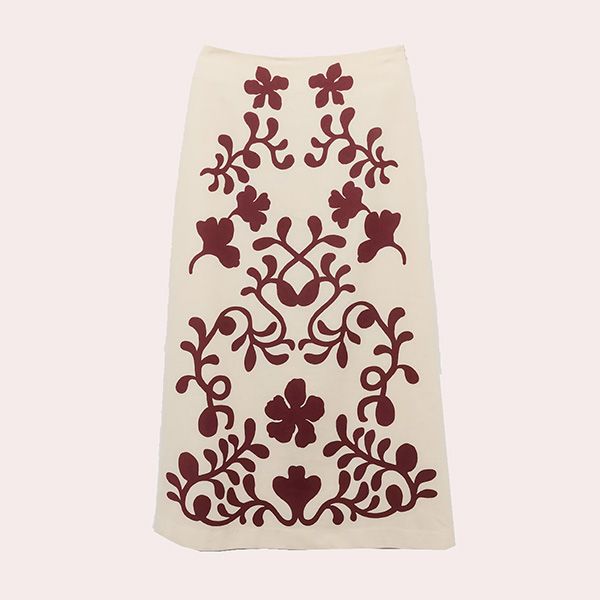 Falda midi estampada con lino Tintoretto
