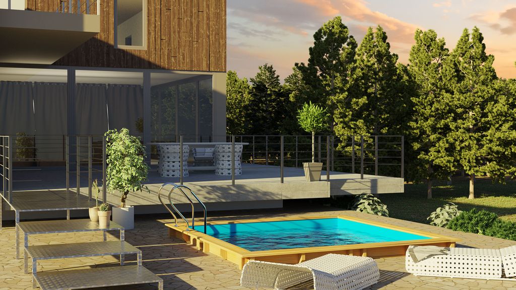 Piscina elevada de madera