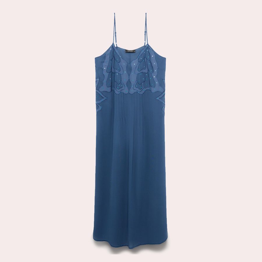Tintoretto Vestido largo asimétrico Azul Tintoretto