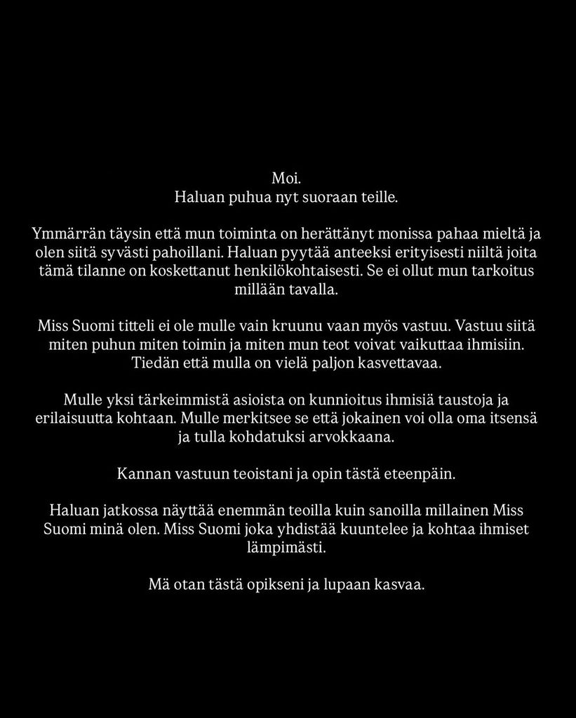 La disculpa de Sarah Dzafce tras el incidente por el cual ha sido despojada de su corona.