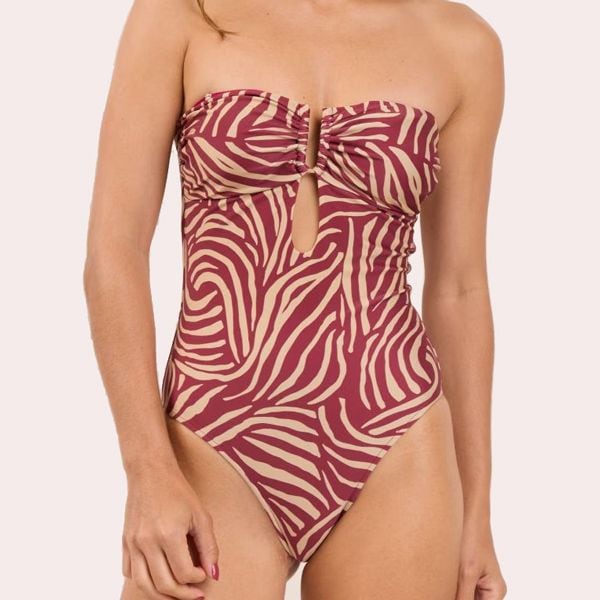 Bañador de mujer bandeau estampado con relleno