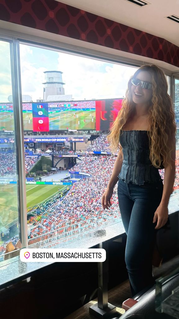 Shakira desde el Estadio de Boston, en el partido de Francia vs Marruecos en el Mundial 2026.