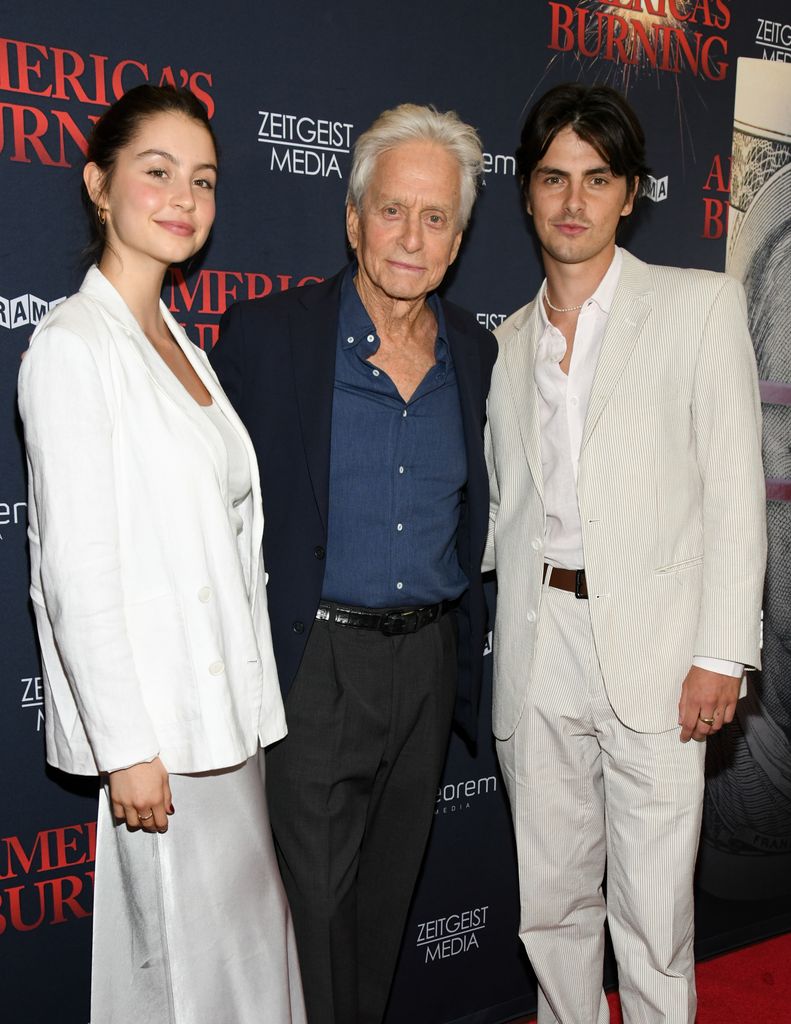 Carys Douglas, Michael Douglas and Dylan Douglas at the "America's Burning" premiere held at the DGA New York Theater on July 10, 2024 in New York City, New York. (Photo by Kristina Bumphrey/Variety via Getty Images)