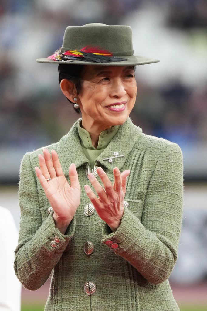 TOKYO, JAPAN - NOVEMBER 22: Princess Hisako of Takamado looks on following the Emperor's Cup JFA 105th Japan Football Championship Final between Machida Zelvia and Vissel Kobe at the National Stadium on November 22, 2025 in Tokyo, Japan. (Photo by Etsuo Hara/Getty Images)