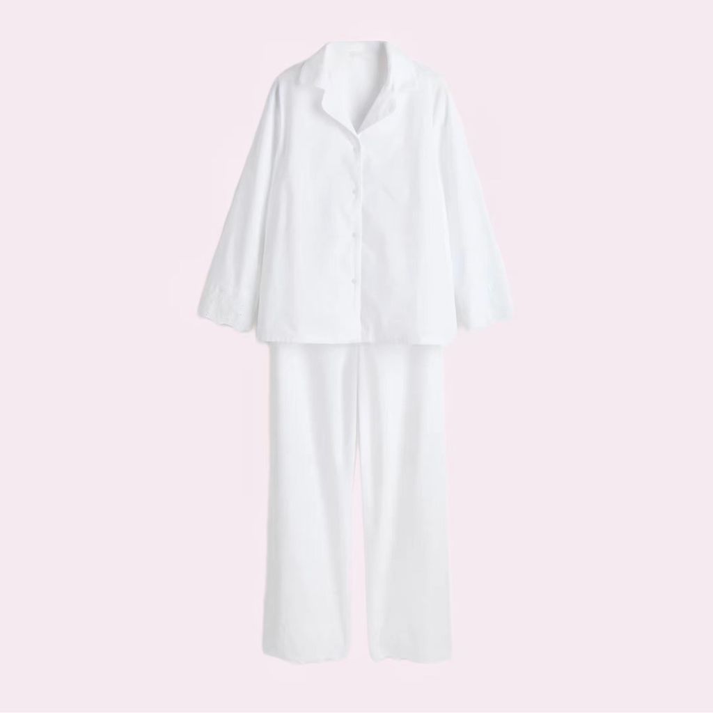 Pijama de algodón con bordado inglés de H&M