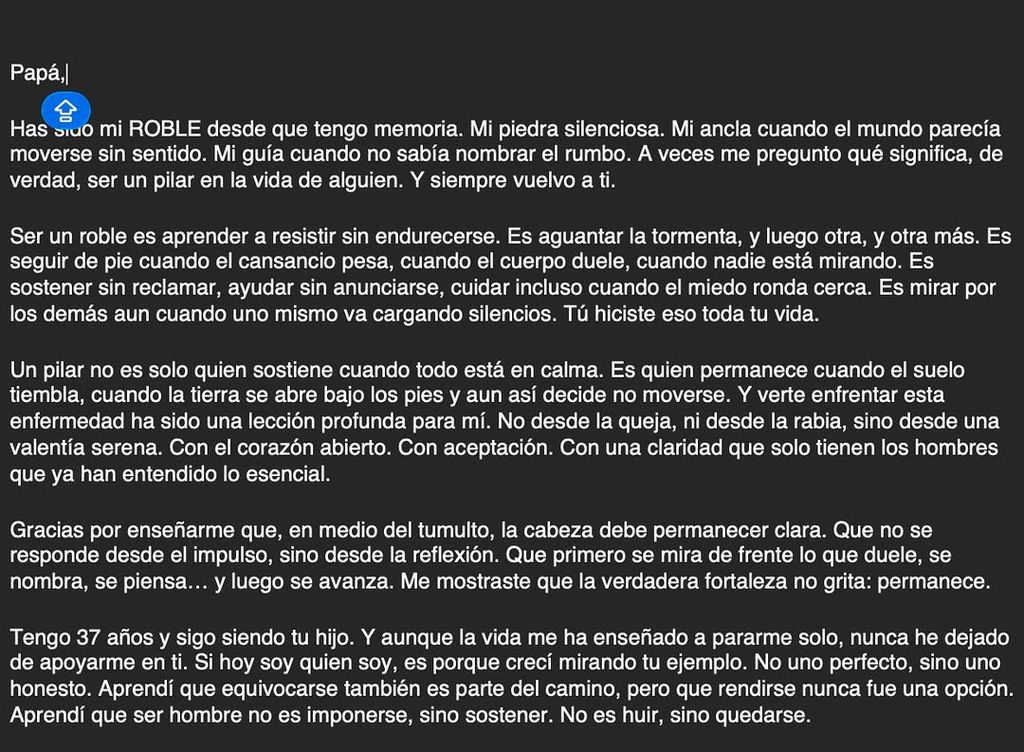 El mensaje de Pedro Torres Méndez publicado en su perfil de Instagram.