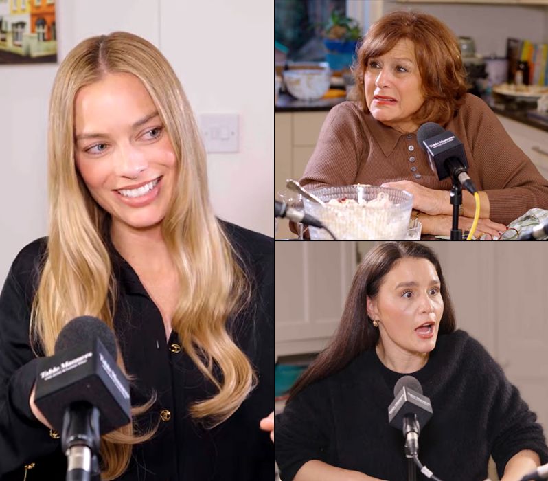 Las conductoras del pódcast y su divertida reacción al escuchar a Margot Robbie explicar su receta de nachos.