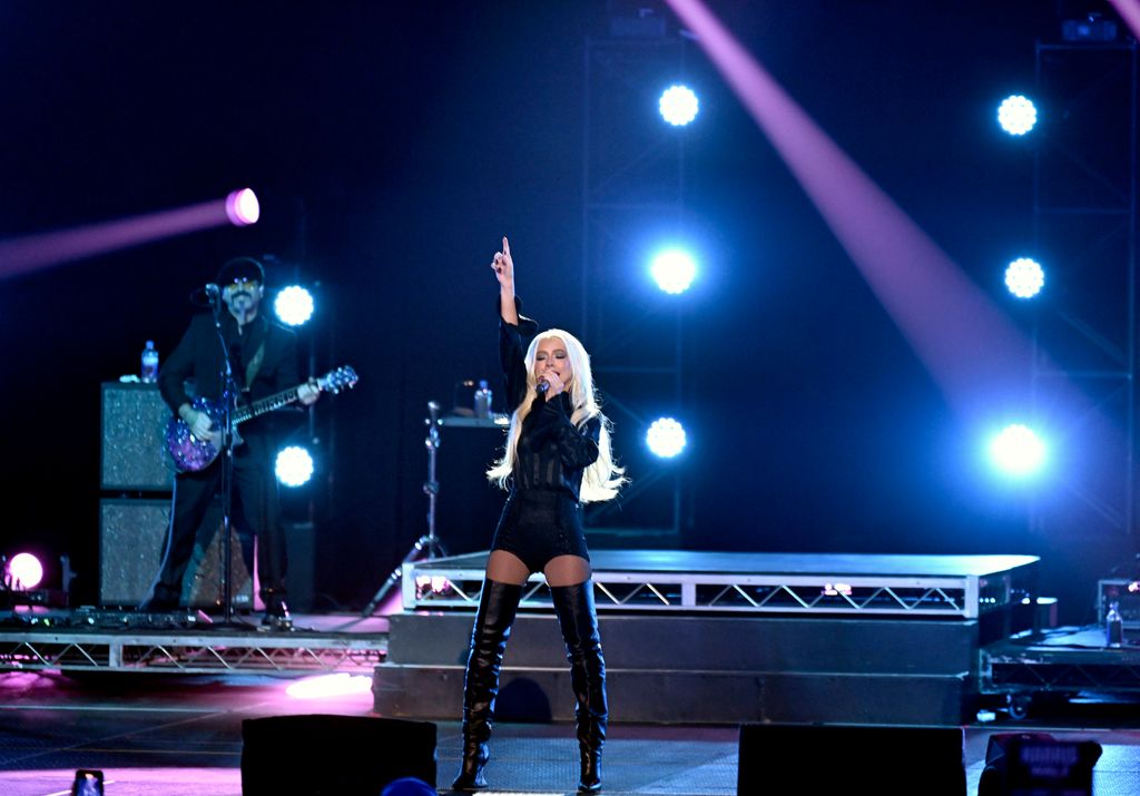 Christina Aguilera en el escenario de Las Vegas, Nevada.