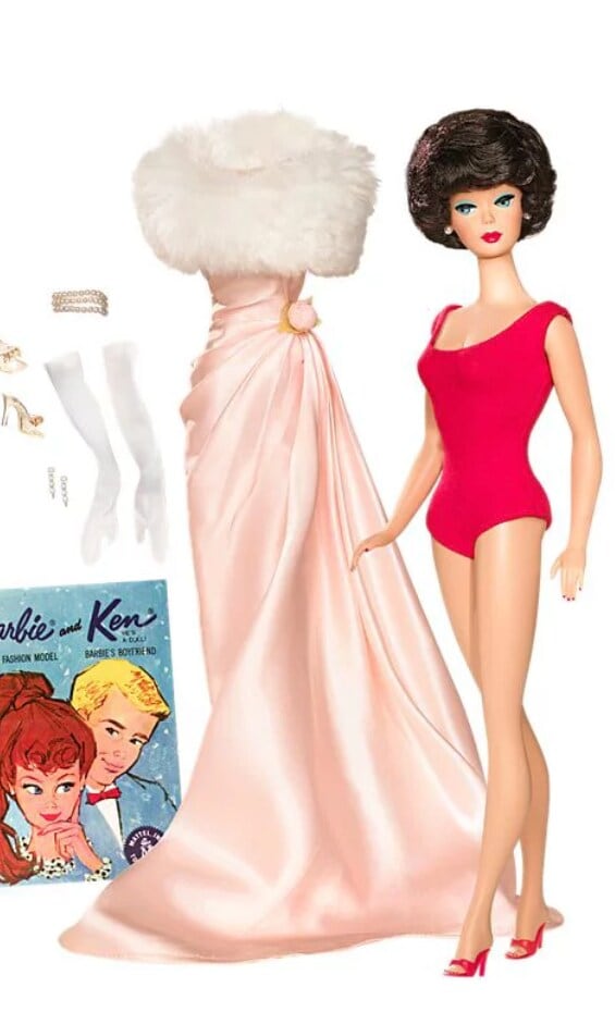 brunette bubble cut barbie 1962 