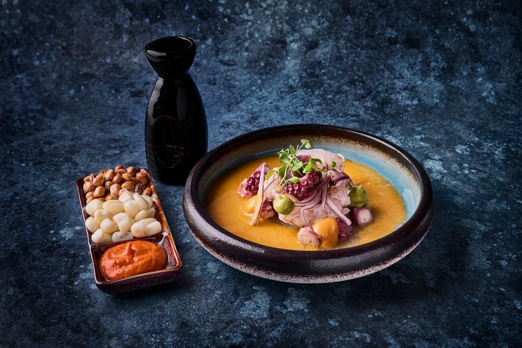 Ceviche de pulpo y langostino con maracuyá de Pucará