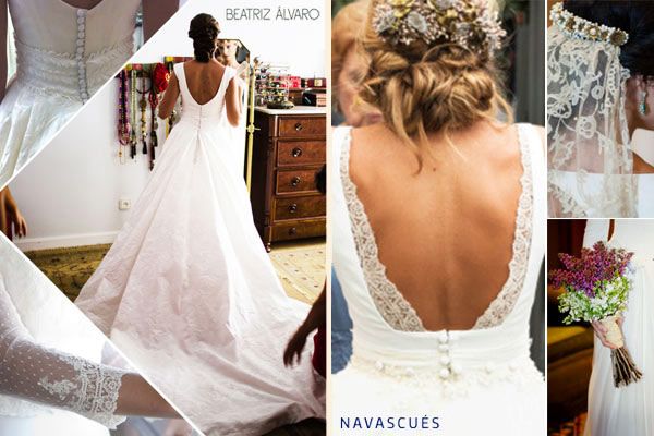 Collage de imágenes de novias con vestidos de Beatriz Álvaro y Navascués.