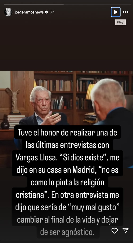 Jorge Ramos recordó su último encuentro con Mario Vargas Llosa