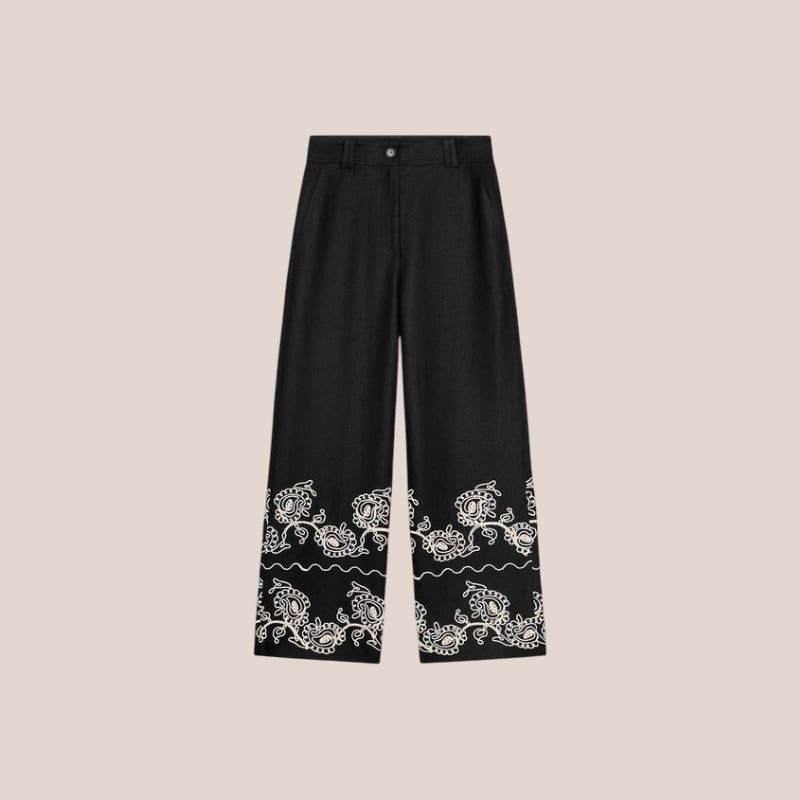 pantalon negro bordado