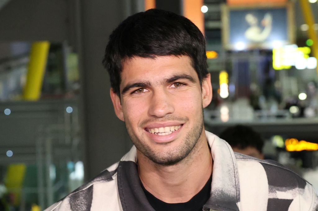 Carlos Alcaraz, en su llegada al aeropuerto de la capital