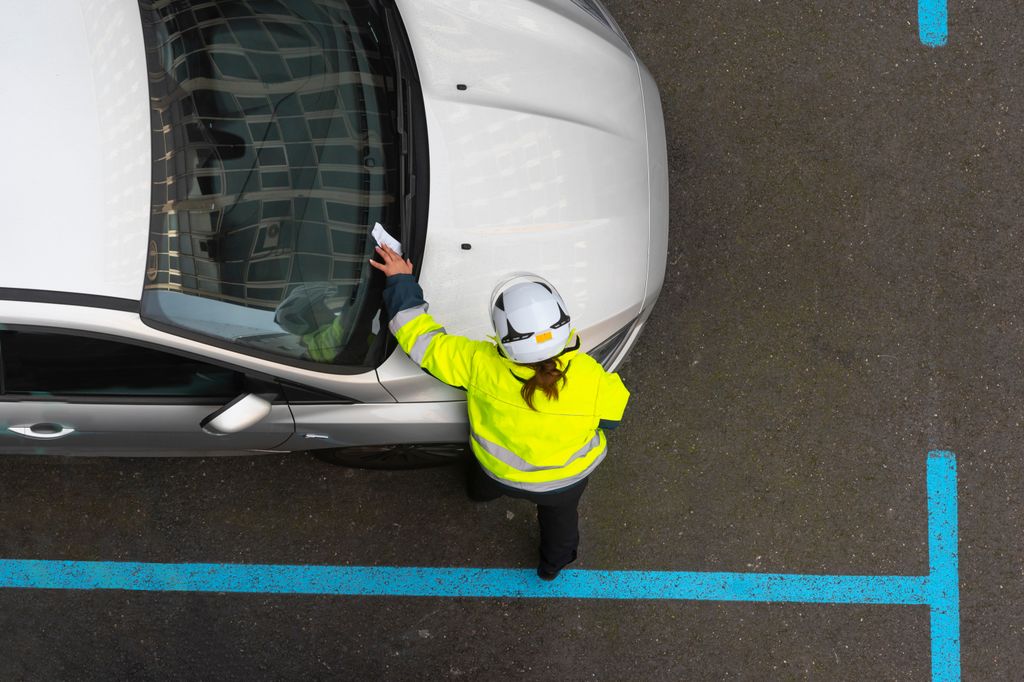 Multa a un coche por estar estacionar en el lugar incorrecto 