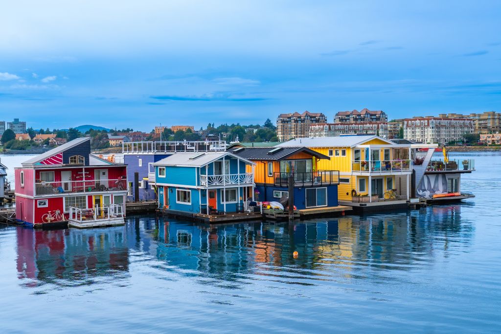 Fisherman’s Wharf reúne un pequeño conjunto de casas flotantes en Victoria, la capital de la Columbia Británica, Canadá
