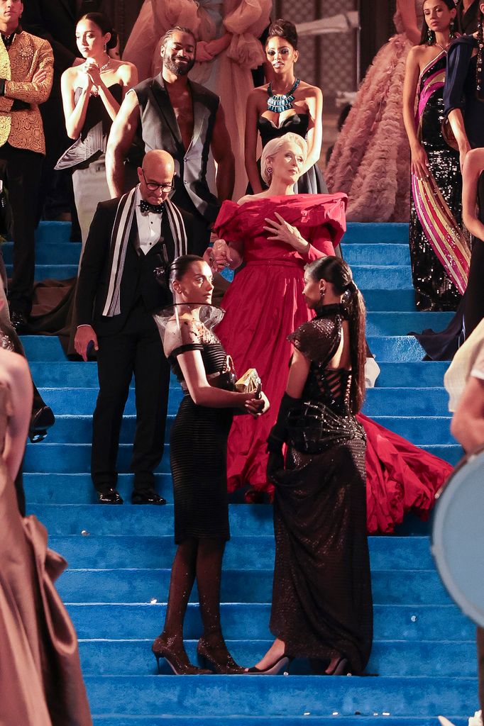 Stanley Tucci y Meryl Streep en el set de la película 'The Devil Wears Prada 2'