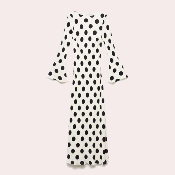 Vestido topos manga acampanada