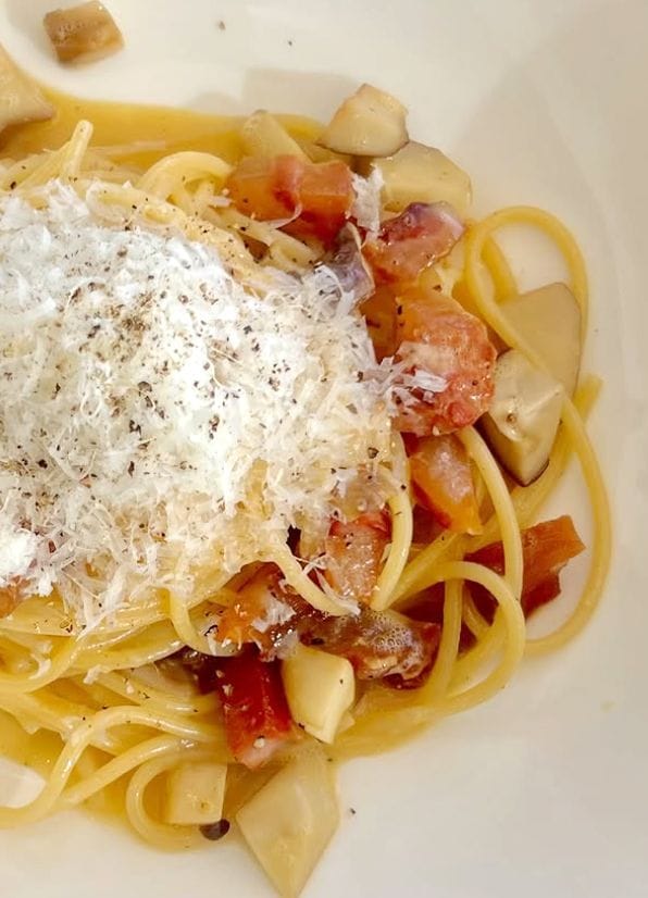 Pasta carbonara con boletus, aspecto ingal de la receta de Jordi Cruz