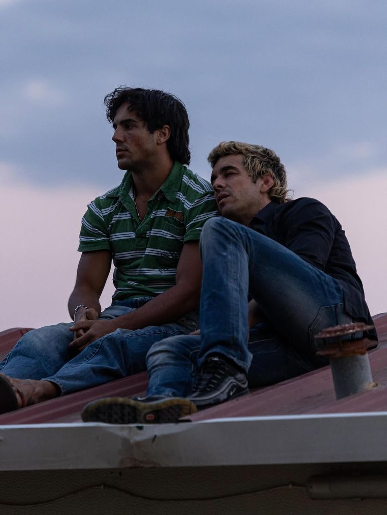 Los hermanos durante el rodaje