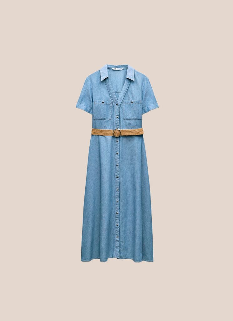 Vestido camisero vaquero de Zara