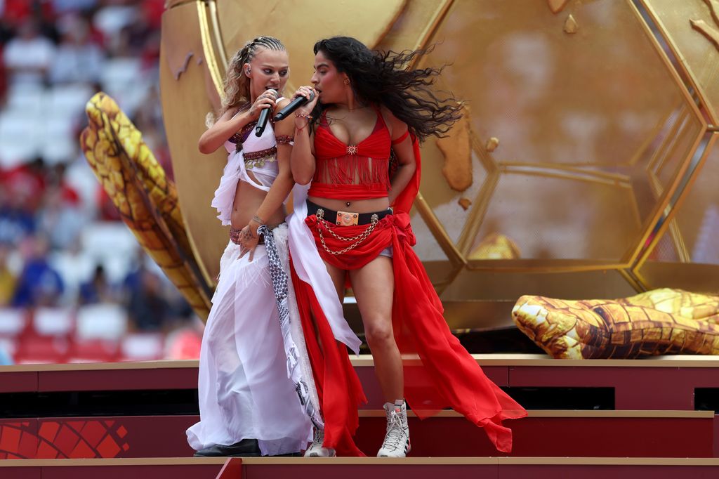 TORONTO, ONTARIO - JUNE 12: Elyanna and Jessie Reyez perform during the Opening Ceremony before the FIFA World Cup 2026 Group B match between Canada and Bosnia and Herzegovina at Toronto Stadium on June 12, 2026 in Toronto, Ontario. (Photo by Maja Hitij - FIFA/FIFA via Getty Images)