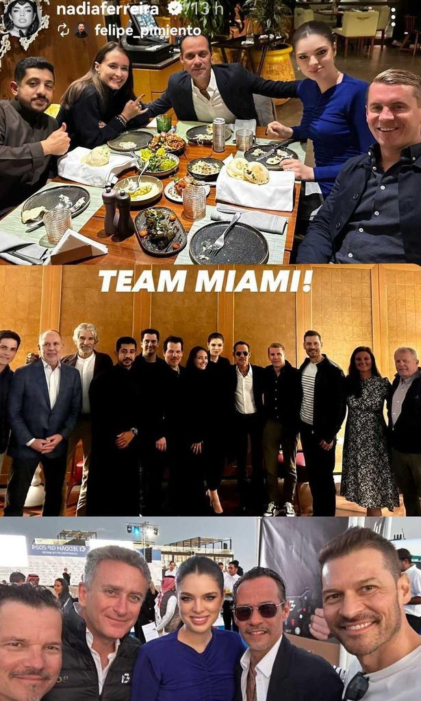 Marc Anthony y Nadia Ferreira con el Team Miami