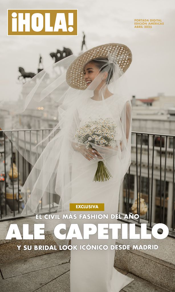 Ale Capetillo y su bridal look icónico que transforma la simplicidad en moda. Foto: Las Genaras | Vestido: Lorena Formoso | Make Up: Sisley | Joyas: Rabat | Zapatos: Jimmy Choo | Locación: Four Seasons Hotel Madrid
