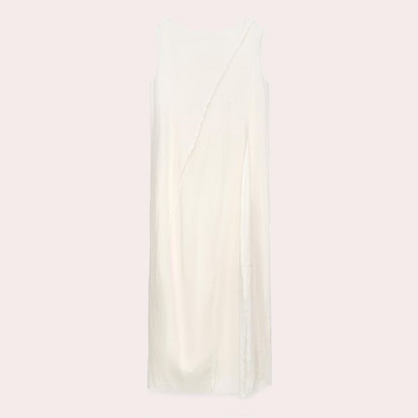 Vestido midi globo con pinzas Crudo Adolfo Dominguez