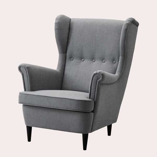 STRANDMON Sillón orejero, Nordvalla gris oscuro