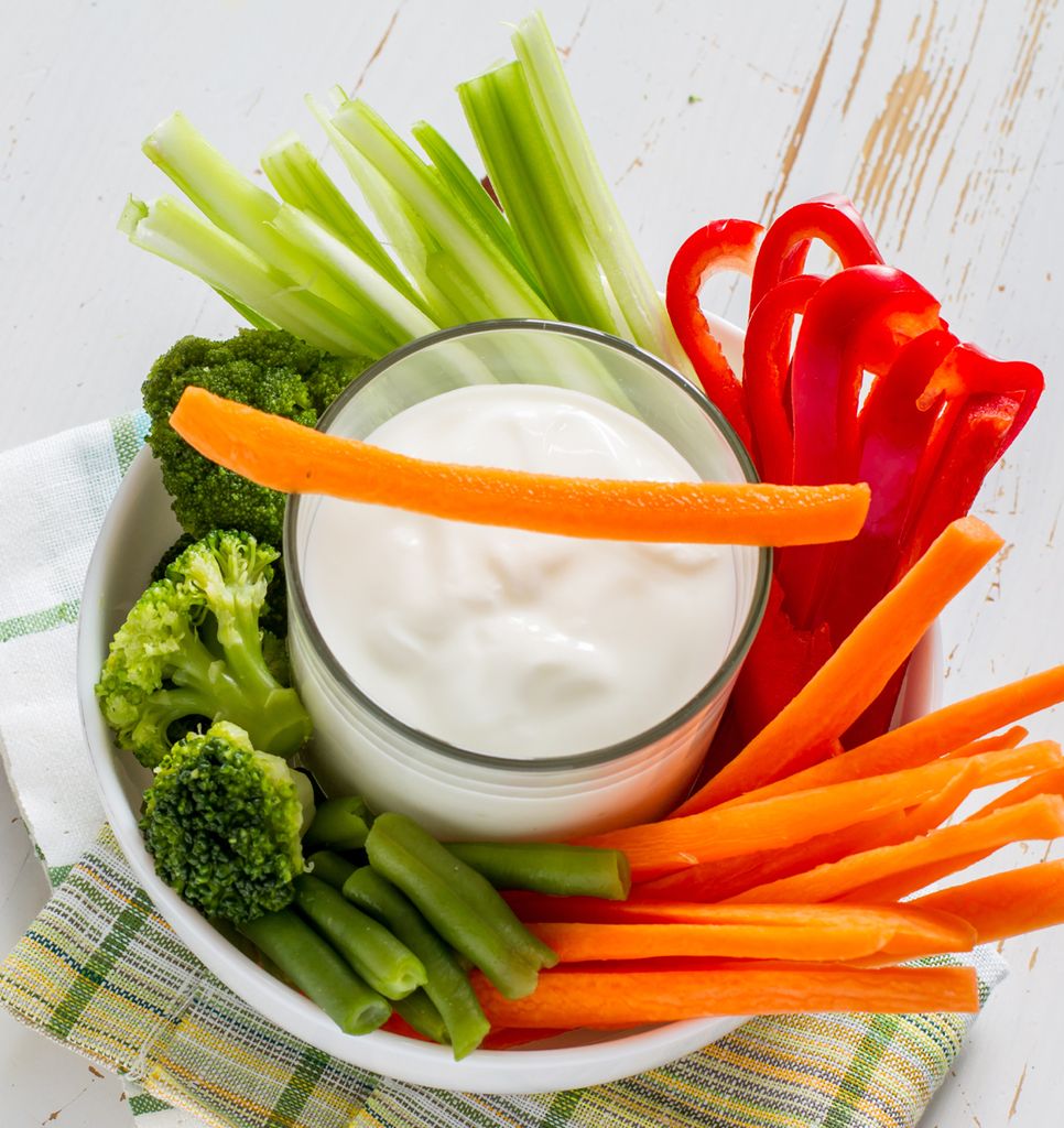 Crudités con yogur.