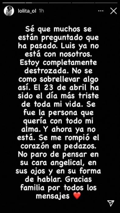 Primeras palabras de Lola Ortiz tras fallecer su novio
