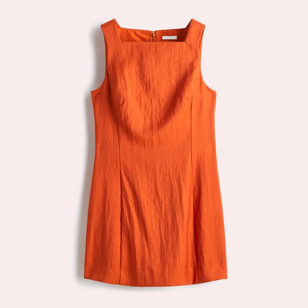Vestido de sarga con escote cuadrado