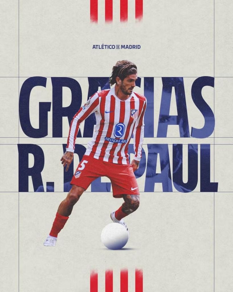 El Atlético de Madrid despide así a Rodrigo de Paul.