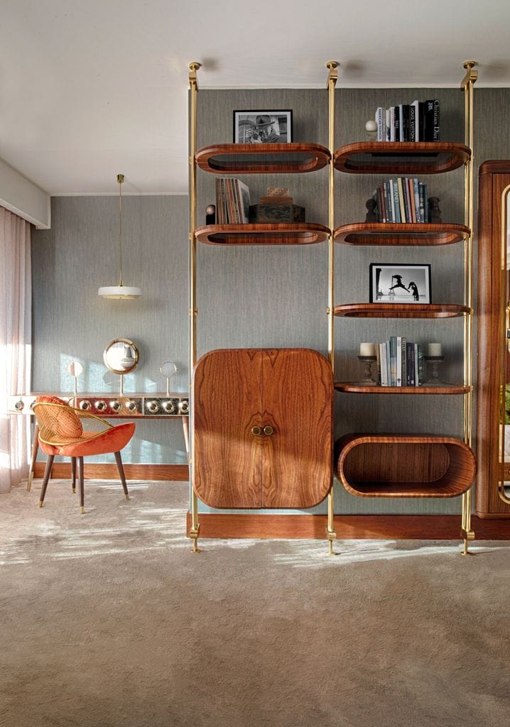 Salón con estantería