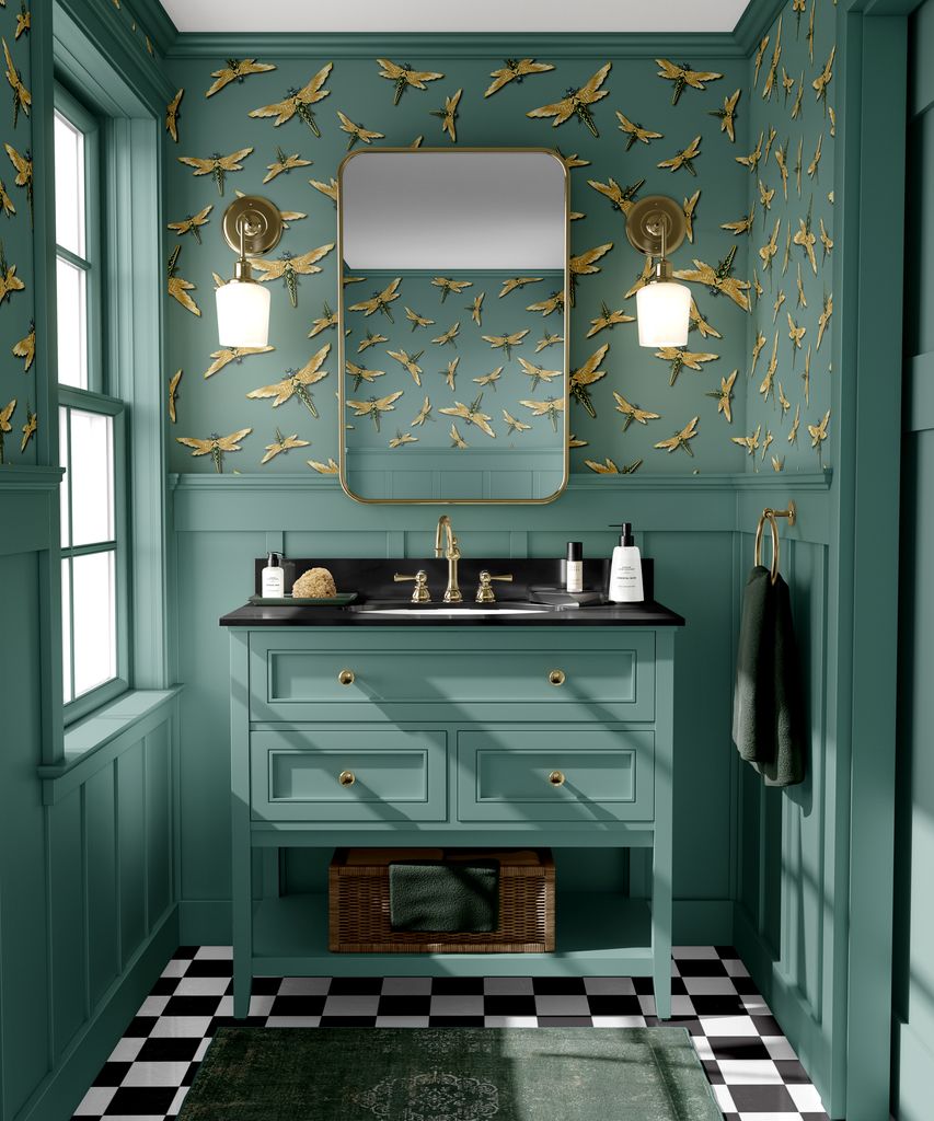 Baño decorado en verde