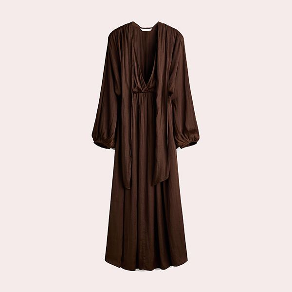 Vestido de Satén Largo H&M Marrón