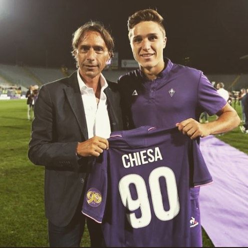 Federico Chiesa con su padre, Enrico Chiesa.